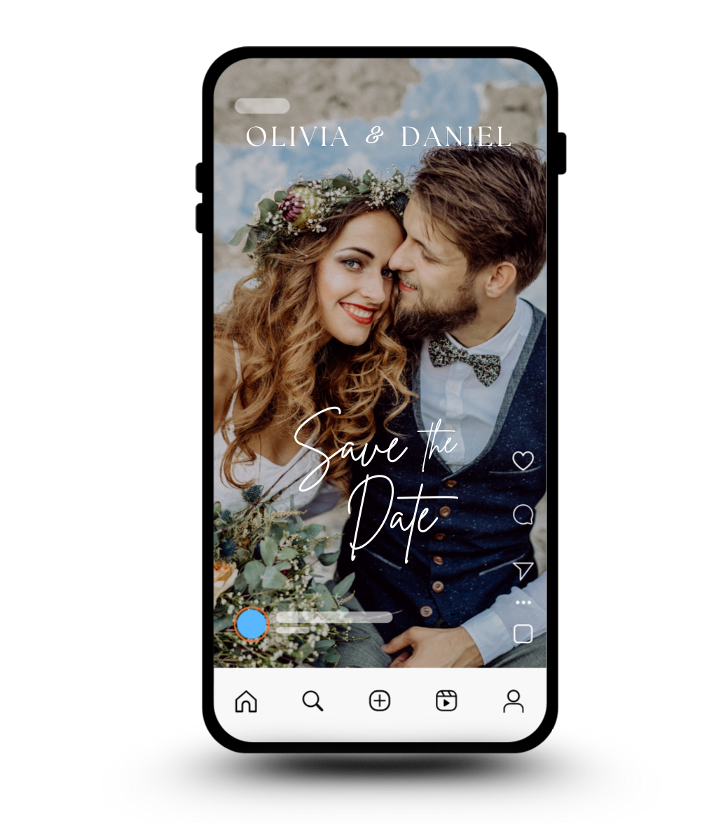 Ejemplo de invitación digital para boda vista en un teléfono inteligente